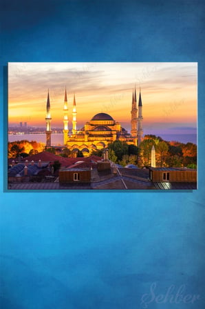 Kanvas Duvar Tablosu Yatay Tekli Salon Mutfak Yatak Odası Ofis Sultan Ahmet Camii Şerifi