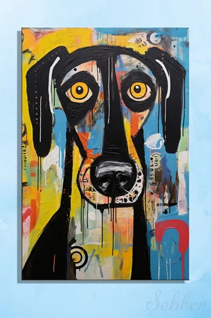 Modern Duvar Tablosu Dikey Kanvas Tekli Salon Mutfak Yatak Odası Ofis Soyut Pop Art Köpek 