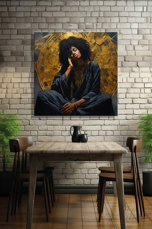Kare Kanvas Duvar Tablosu Tekli Salon Mutfak Yatak Odası Ofis Afrikalı Kadın Modern Sanat