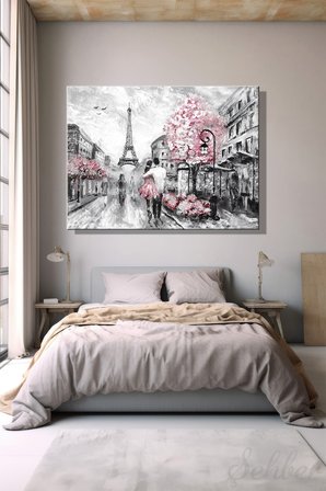 Yatay Kanvas Duvar Tablosu Tekli Salon Mutfak Yatak Odası Ofis Yağlı Boya Efekt Paris Manzara