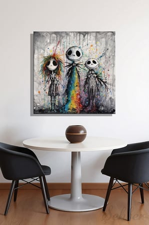 Kare Kanvas Duvar Tablosu Tekli Salon Mutfak Yatak Odası Ofis Noel Gecesi Kabusu Pop-Art