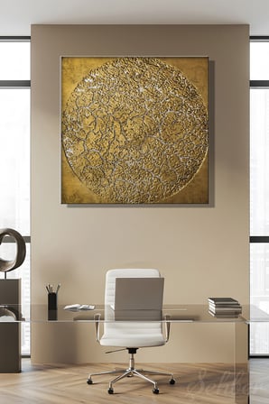 KareTekli Kanvas Duvar Tablosu Modern Salon Mutfak Yatak Odası Ofis Yiassu Gal Gold Desen