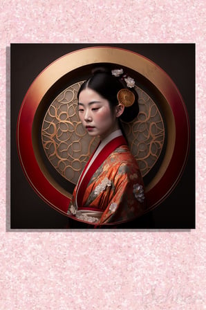 Kare Kanvas Duvar Tablosu Tekli Salon Mutfak Yatak Odası Ofis Geyşa Geleneksel Japon Kadın Portre