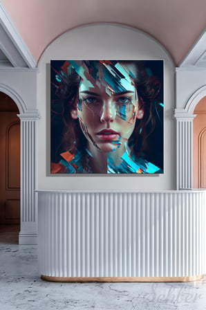 Kare Kanvas Duvar Tablosu Tekli Kuaför Güzellik Salonu Makyaj Dijital Sanat Soyut Kadın Portre