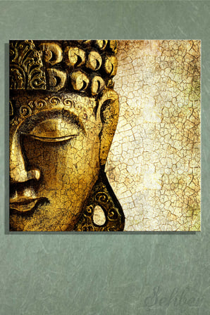 KareTekli Kanvas Duvar Tablosu Modern Salon Mutfak Yatak Odası Ofis Vintage Buddha