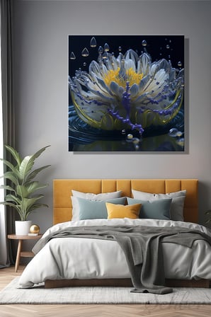 Kare Kanvas Duvar Tablosu Tekli Salon Mutfak Yatak Odası Ofis 3D Dijital Sanat Lotus Çiçeği