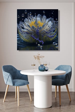 Kare Kanvas Duvar Tablosu Tekli Salon Mutfak Yatak Odası Ofis 3D Dijital Sanat Lotus Çiçeği