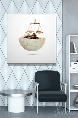 Dekoratif Kare Kanvas Tablo Tekli  Avukat Hukuk Müşavirliği Baro Adalet Terazisi 754
