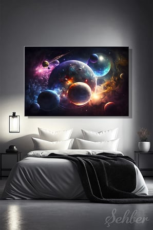 Dekoratif Yatay Kanvas Tablo Tekli Salon Mutfak Yatak Odası Ofis Uzay Temalı Sanatsal 765
