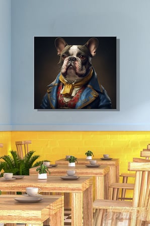 KareTekli Kanvas Tablo Modern Salon Mutfak Yatak Odası Ofis Aristokrat Fransız Bulldog 780