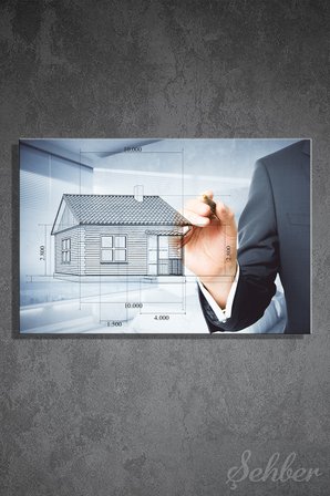Dekoratif Yatay Kanvas Tablo Tekli Emlakçı Emlak Ofisi İnşaat Gyo Teknik Çizim 782