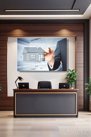 Dekoratif Yatay Kanvas Tablo Tekli Emlakçı Emlak Ofisi İnşaat Gyo Teknik Çizim 782