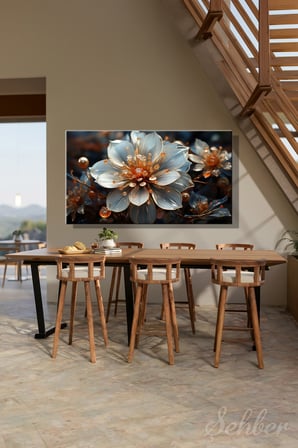 Kanvas Tablo Panoramik Yatay Tekli Salon Mutfak Yatak Odası Ofis Beyaz Çiçek 783