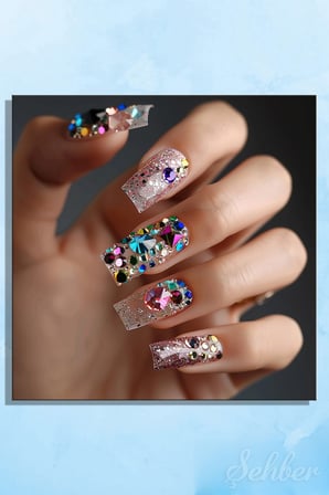 Dekoratif Kare Kanvas Tablo Tekli Kuaför Güzellik Salonu Makyaj Nail Art Tırnak Sanatı 804