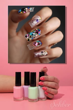 Dekoratif Kare Kanvas Tablo Tekli Kuaför Güzellik Salonu Makyaj Nail Art Tırnak Sanatı 804