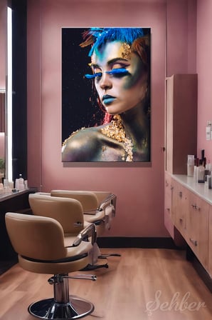 Dekoratif Dikey Kanvas Tablo Tekli Kuaför Güzellik Salonu Makyaj Nail Art Fantezi Makyaj Portre 807