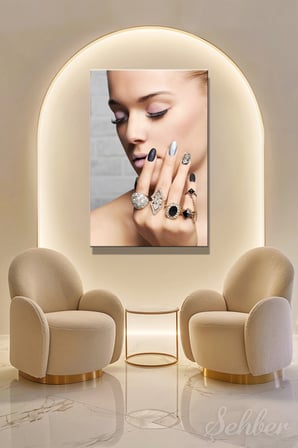Dekoratif Dikey Kanvas Tablo Tekli Kuaför Güzellik Salonu Makyaj Nail Art Manikür Tasarım Portre 808