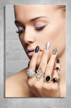 Dekoratif Dikey Kanvas Tablo Tekli Kuaför Güzellik Salonu Makyaj Nail Art Manikür Tasarım Portre 808