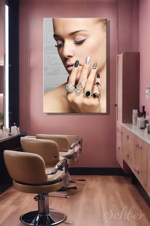 Dekoratif Dikey Kanvas Tablo Tekli Kuaför Güzellik Salonu Makyaj Nail Art Manikür Tasarım Portre 808