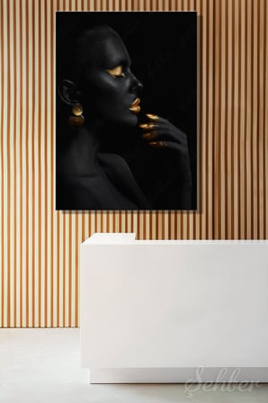 Dekoratif Dikey Kanvas Tablo Tekli Kuaför Güzellik Salonu Makyaj Nail Art Gold Kadın Portre 811