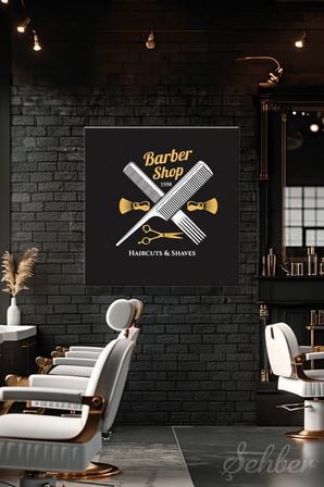 Dekoratif Kare Kanvas Tablo Tekli Kuaför Güzellik Salonu Erkek Berberi Vintage  819