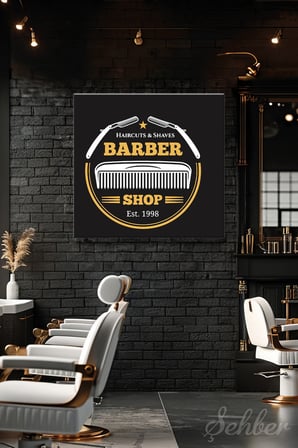 Dekoratif Kare Kanvas Tablo Tekli Kuaför Güzellik Salonu Erkek Berberi Vintage  820