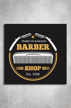 Dekoratif Kare Kanvas Tablo Tekli Kuaför Güzellik Salonu Erkek Berberi Vintage  820