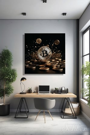 Tekli Kare Kanvas Dekoratif Duvar Tablosu Kripto Para Bitcoin Borsa Forex 830