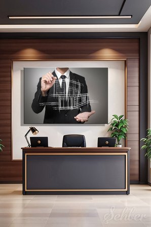 Dekoratif Yatay Kanvas Tablo Tekli Emlakçı Emlak Ofisi İnşaat Gyo Mimarlık 844