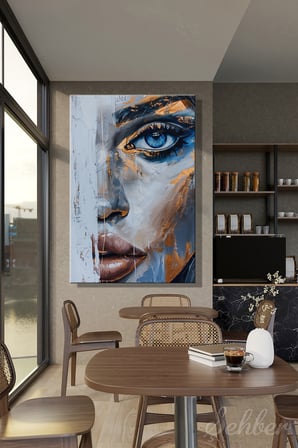 Dekoratif Dikey Kanvas Tablo Tekli Salon Mutfak Yatak Odası Ofis Modern Soyut Kadın Portre 850