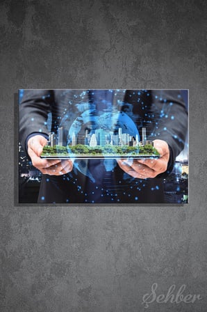 Yatay Tekli Kanvas Tablo Modern Emlakçı Emlak Ofisi İnşaat Gyo Mimarlık Akıllı Şehirler 5G 856