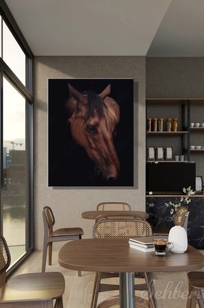Dekoratif Dikey Kanvas Tablo Tekli Salon Mutfak Yatak Odası Ofis Dijital Sanat Kahverengi At 861