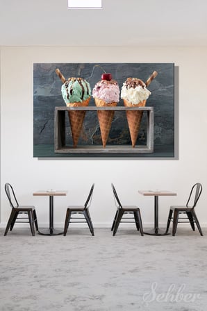 Yatay Dekoratif Kanvas Tablo Tekli Kafe Dondurmacı Çaybahçesi Mutfak Dondurma Ice Cream 911