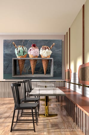Yatay Dekoratif Kanvas Tablo Tekli Kafe Dondurmacı Çaybahçesi Mutfak Dondurma Ice Cream 911