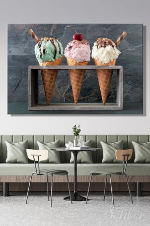 Yatay Dekoratif Kanvas Tablo Tekli Kafe Dondurmacı Çaybahçesi Mutfak Dondurma Ice Cream 911