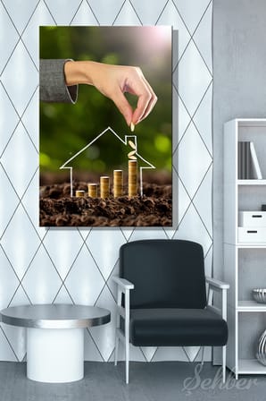 Dekoratif Dikey Kanvas Tablo Tekli Emlakçı Emlak Ofisi İnşaat Gyo Mimarlık Ev Yatırımı Birikim 929
