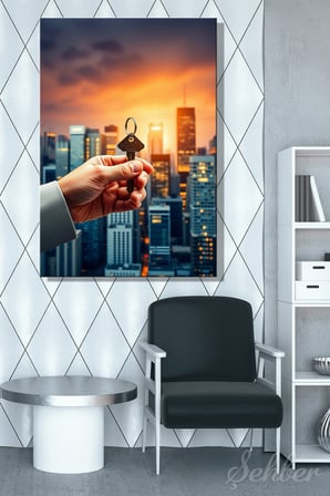 Dekoratif Dikey Kanvas Tablo Tekli Emlakçı Emlak Ofisi İnşaat Gyo Mimarlık Anahtar Teslim 975