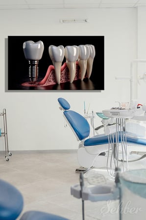 Kanvas Tablo  Panoramik Yatay Tekli  Ağız Diş Sağlığı Dişçi Poliklinik Hastane Dental İmplant 993