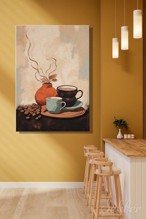 Dekoratif Dikey Kanvas Tablo Tekli Lokanta Kafe Restoran Mutfak Kahve Köşesi 1000