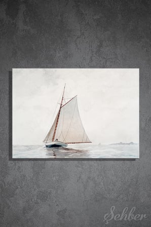 Kanvas Tablo Yatay Tekli Salon Mutfak Yatak Odası Ofis Winslow Homer Sailing off Gloucester 1001