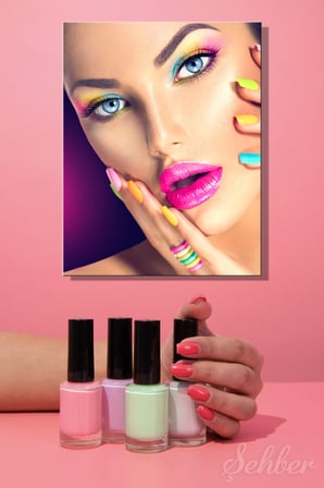 Dekoratif Dikey Kanvas Tablo Tekli Kuaför Güzellik Salonu Makyaj Nail Art Kadın Portre 1008