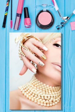 Dekoratif Dikey Kanvas Tablo Tekli Kuaför Güzellik Salonu Makyaj Nail Art Manikür Kadın Portre 1013