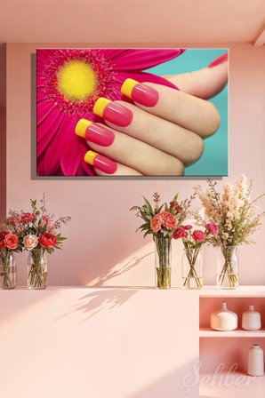 Kanvas Tablo Yatay Tekli Kuaför Güzellik Salonu Makyaj Nail Art Mani kür 1062