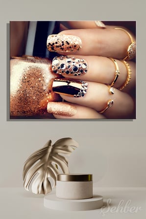 Dekoratif Yatay Kanvas Tablo Tekli Kuaför Güzellik Salonu Makyaj Nail Art Manikür 1067