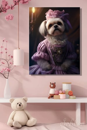 Dikey Kanvas Tablo Tekli Genç Odası Çocuk Odası Kreş Victory Tarzı Kıyafetli Shih Tzu Köpeği 1072