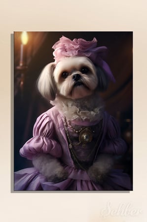 Dikey Kanvas Tablo Tekli Genç Odası Çocuk Odası Kreş Victory Tarzı Kıyafetli Shih Tzu Köpeği 1072
