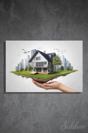 Dekoratif Yatay Kanvas Tablo Tekli Emlakçı Emlak Ofisi İnşaat Gyo Mimarlık Gayrimenkul 1080