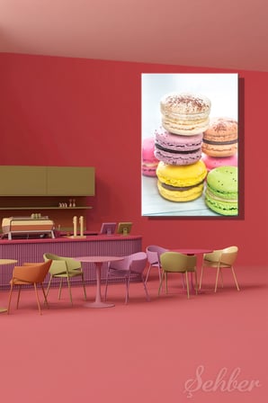 Dekoratif Dikey Kanvas Tablo Tekli Pastahane Kafe Mutfak  Renkli Makaronlar 1086