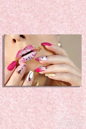 Dekoratif Yatay Kanvas Tablo Tekli Kuaför Güzellik Salonu Makyaj Nail Art Manikür Tasarım 1104
