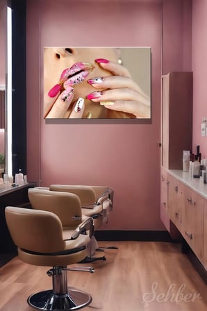 Dekoratif Yatay Kanvas Tablo Tekli Kuaför Güzellik Salonu Makyaj Nail Art Manikür Tasarım 1104